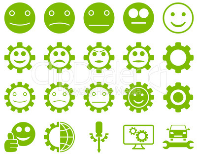 Tools and Smile Gears Icons