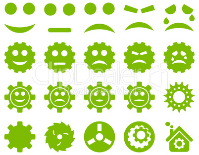 Tools and Smile Gears Icons