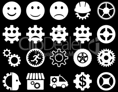 Tools and Smile Gears Icons