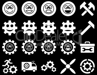 Tools and Smile Gears Icons