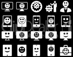 Tools, options, smiles, displays, devices icons