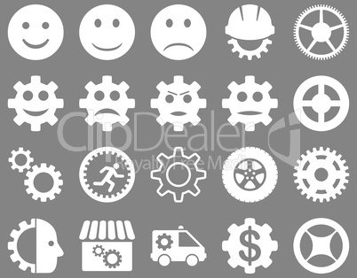 Tools and Smile Gears Icons