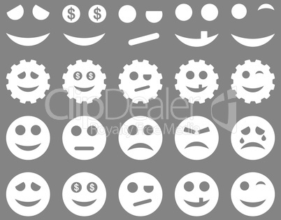 Tools, gears, smiles, emoticons icons