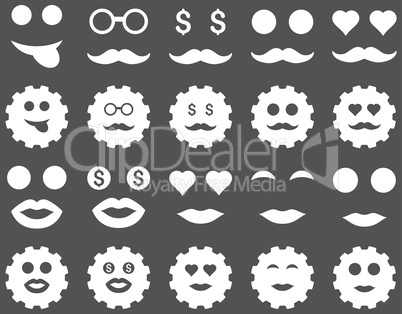 Gear and emotion icons