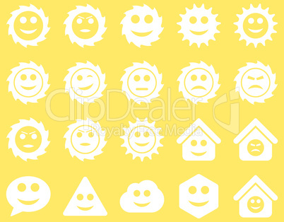 Tools, gears, smiles, emotions icons