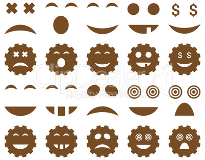 Tool, gear, smile, emotion icons