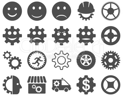 Tools and Smile Gears Icons