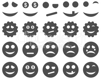 Tools, gears, smiles, emoticons icons