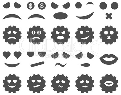 Tool, gear, smile, emotion icons