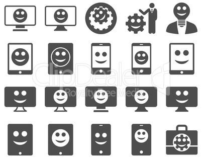 Tools, options, smiles, displays, devices icons