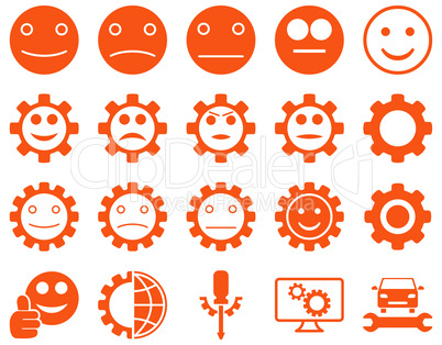 Tools and Smile Gears Icons