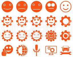 Tools and Smile Gears Icons