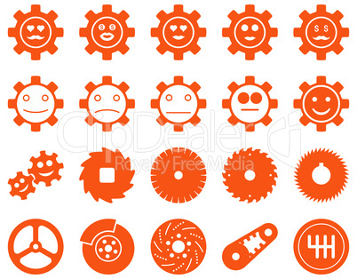 Tools and Smile Gears Icons