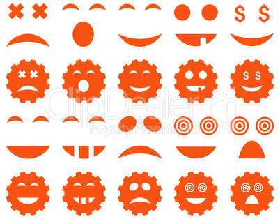 Tool, gear, smile, emotion icons