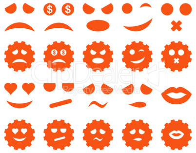 Tool, gear, smile, emotion icons