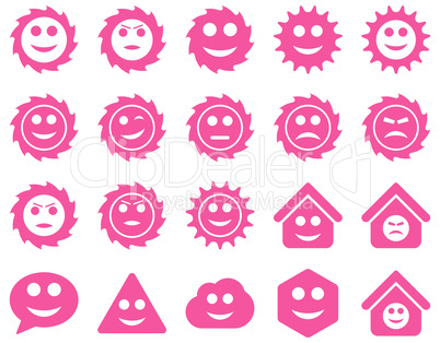 Tools, gears, smiles, emotions icons