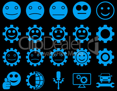 Tools and Smile Gears Icons