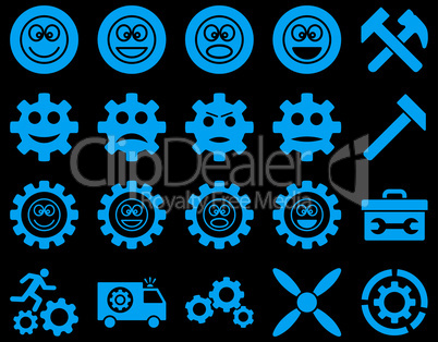 Tools and Smile Gears Icons