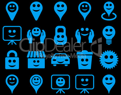 Tools, options, smiles, objects icons