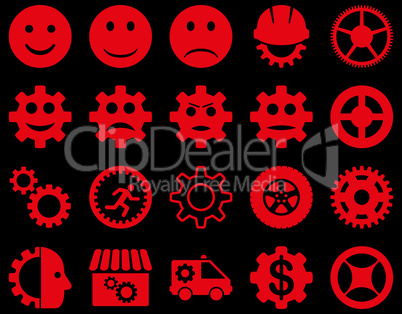 Tools and Smile Gears Icons