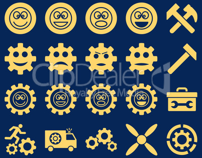 Tools and Smile Gears Icons