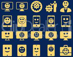 Tools, options, smiles, displays, devices icons