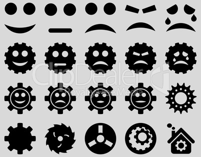 Tools and Smile Gears Icons