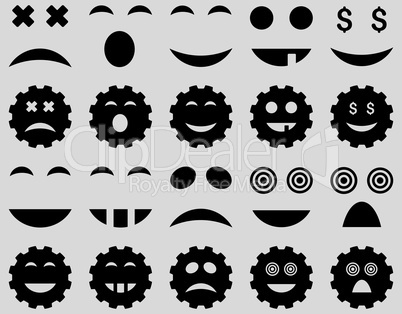 Tool, gear, smile, emotion icons