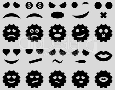 Tool, gear, smile, emotion icons