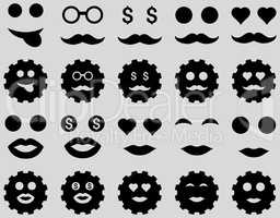 Tool, gear, smile, emotion icons