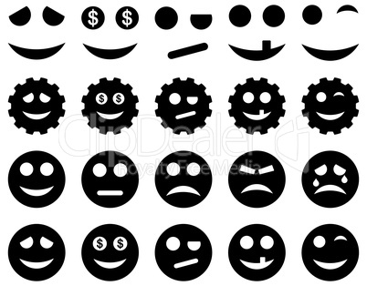 Tools, gears, smiles, emoticons icons