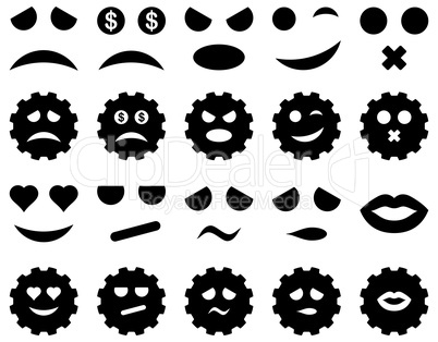 Tool, gear, smile, emotion icons