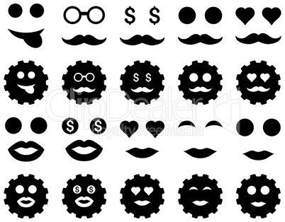 Tool, gear, smile, emotion icons