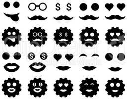 Tool, gear, smile, emotion icons