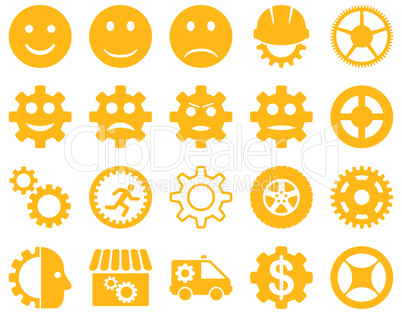 Tools and Smile Gears Icons