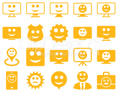 Tools, gears, smiles, dilspays icons.