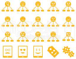 Smile, emotion, relations and tablet icons
