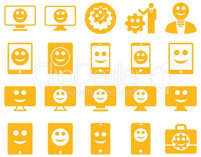 Tools, options, smiles, displays, devices icons