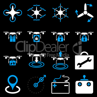 Air copter flat icon set