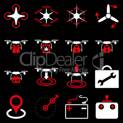 Air copter flat icon set