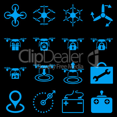 Air copter flat icon set