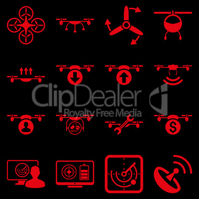 Quadcopter service icon set