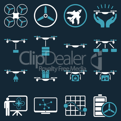 Drone shipment icon set