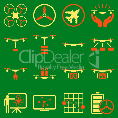 Drone shipment icon set