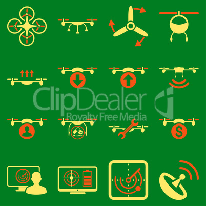 Quadcopter service icon set