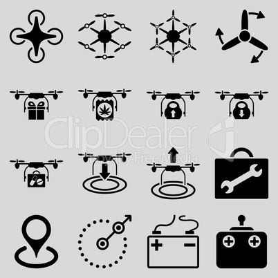Air copter flat icon set