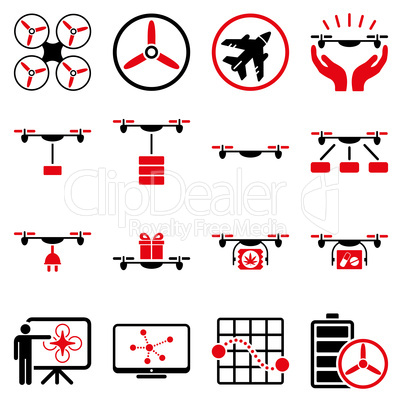 Drone shipment icon set