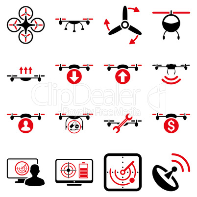 Quadcopter service icon set