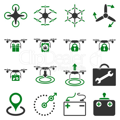 Air copter flat icon set