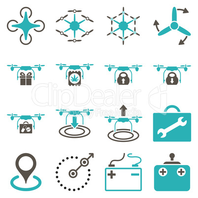 Air copter flat icon set